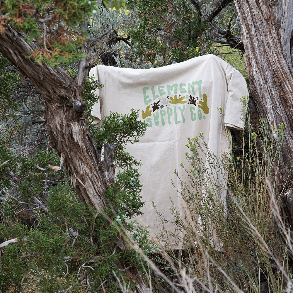 Tan Matisse Tee hanging on branch