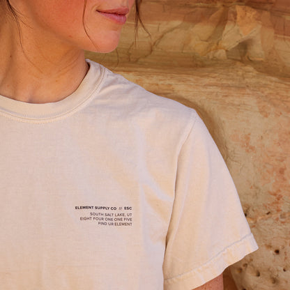 Text on Tee up close